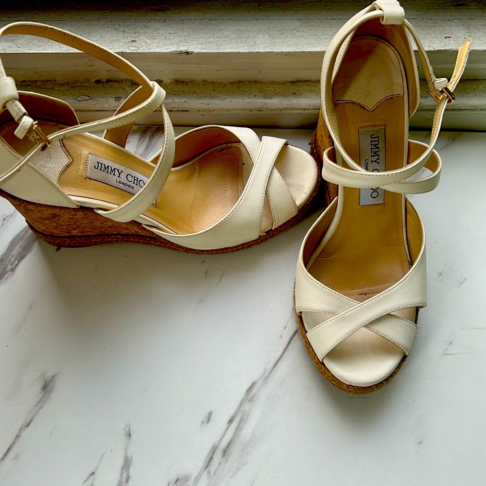 Jimmy Choo white espadrilles size 39 1/2